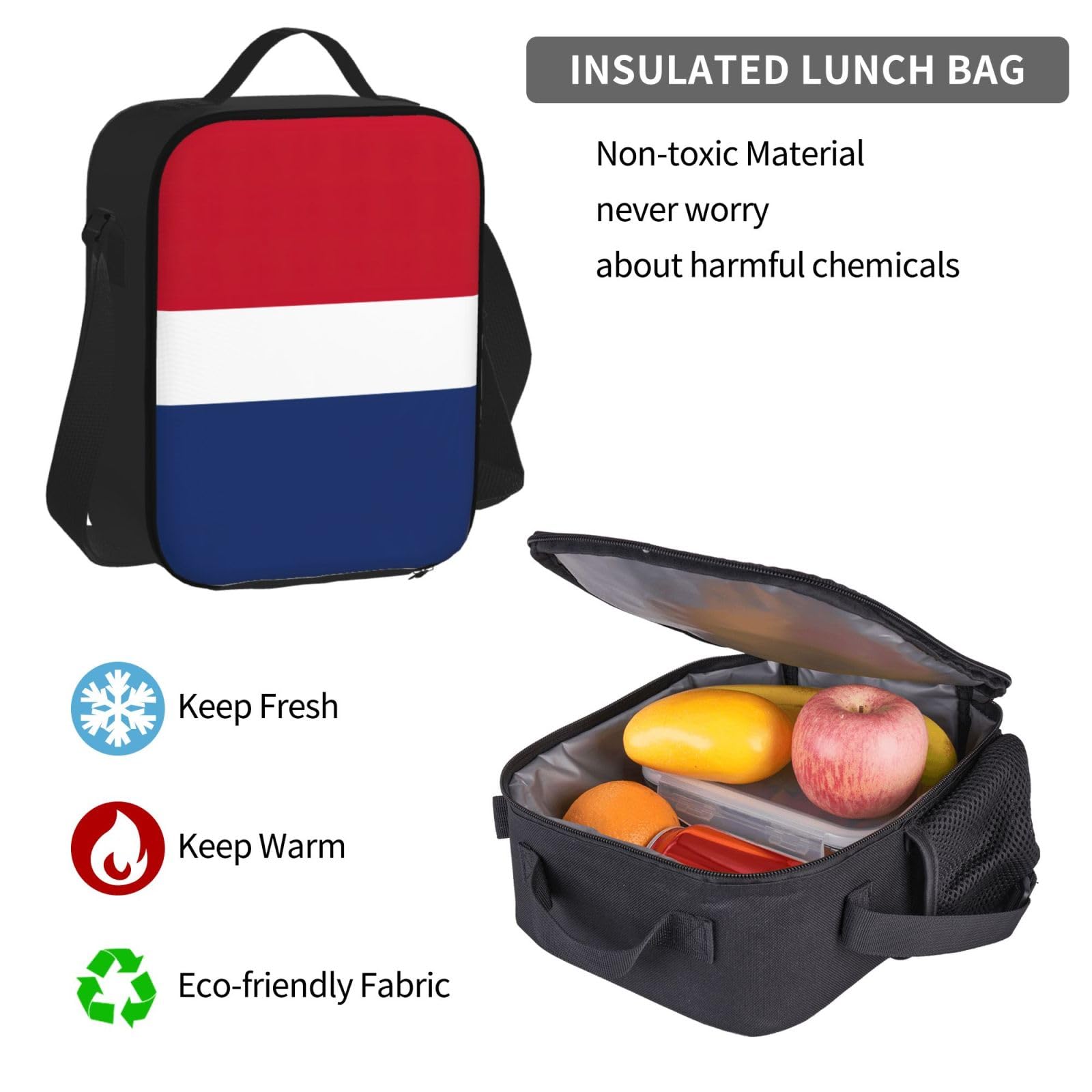Plecak z flagą holenderską dziecko chłopcy dziewczęta pudełko na lunch szkoła torba zestaw uczniów szkół średnich student prezent, Czarny, One Size, Bagaż