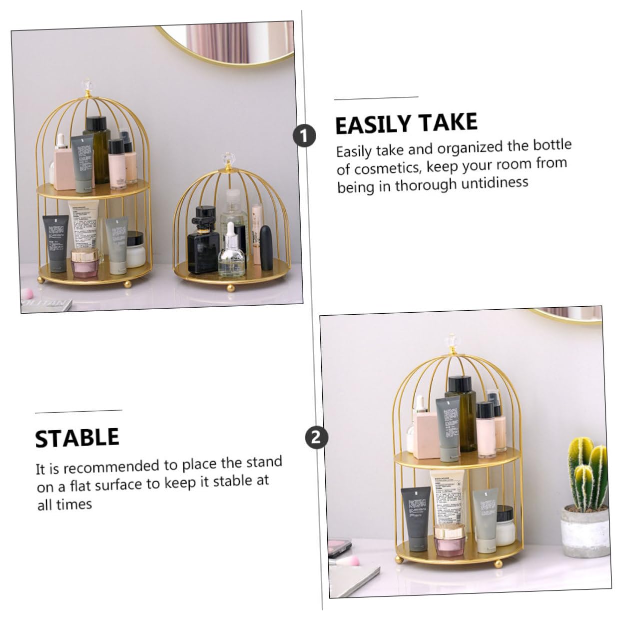 GALPADA Nordic Style Doppel Layer Kosmetikständer Badezimmer Make Up Ablage für Kosmetik und Desserts Stabiler Organizer für Hochzeit Geburtstag Weihnachten Shower