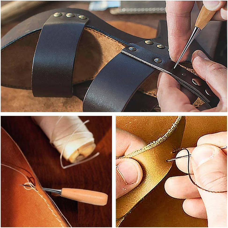 OVLORT Upholstery Repair Kit 29-Pack, Leather Craft Tool Kit Leather Hand Sewing Needles Canvas Thread and Needles Tape Measure Large-Eye Stitching Needles for Leather Repair