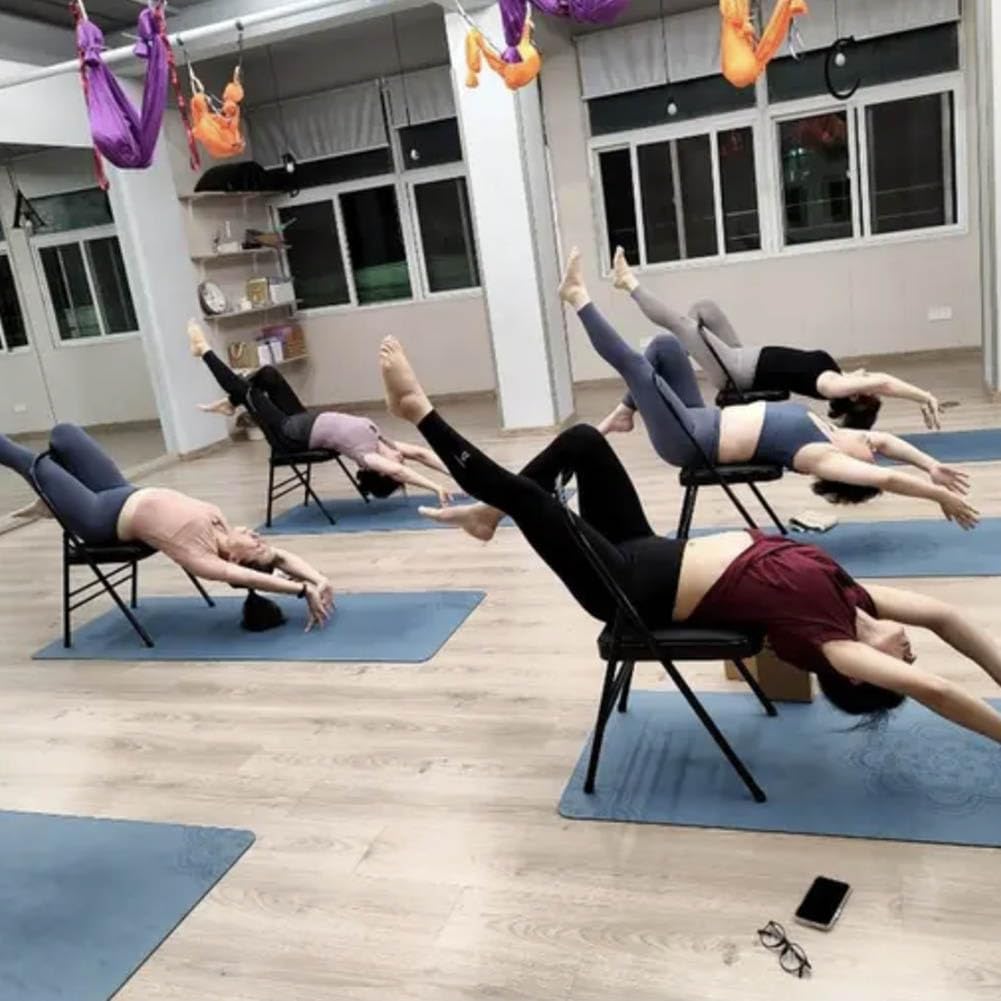 Sedia Yoga, Pilates Chair, Poltrona Ausiliaria Multifunzione Iyengar Yoga, Cuoio Ispessimento, Nero