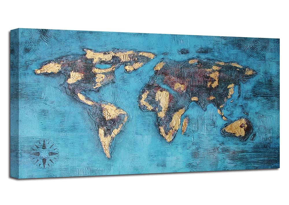 Buy Anolyfi Blue World Wall Art Large Nautical Painting Hand Painted