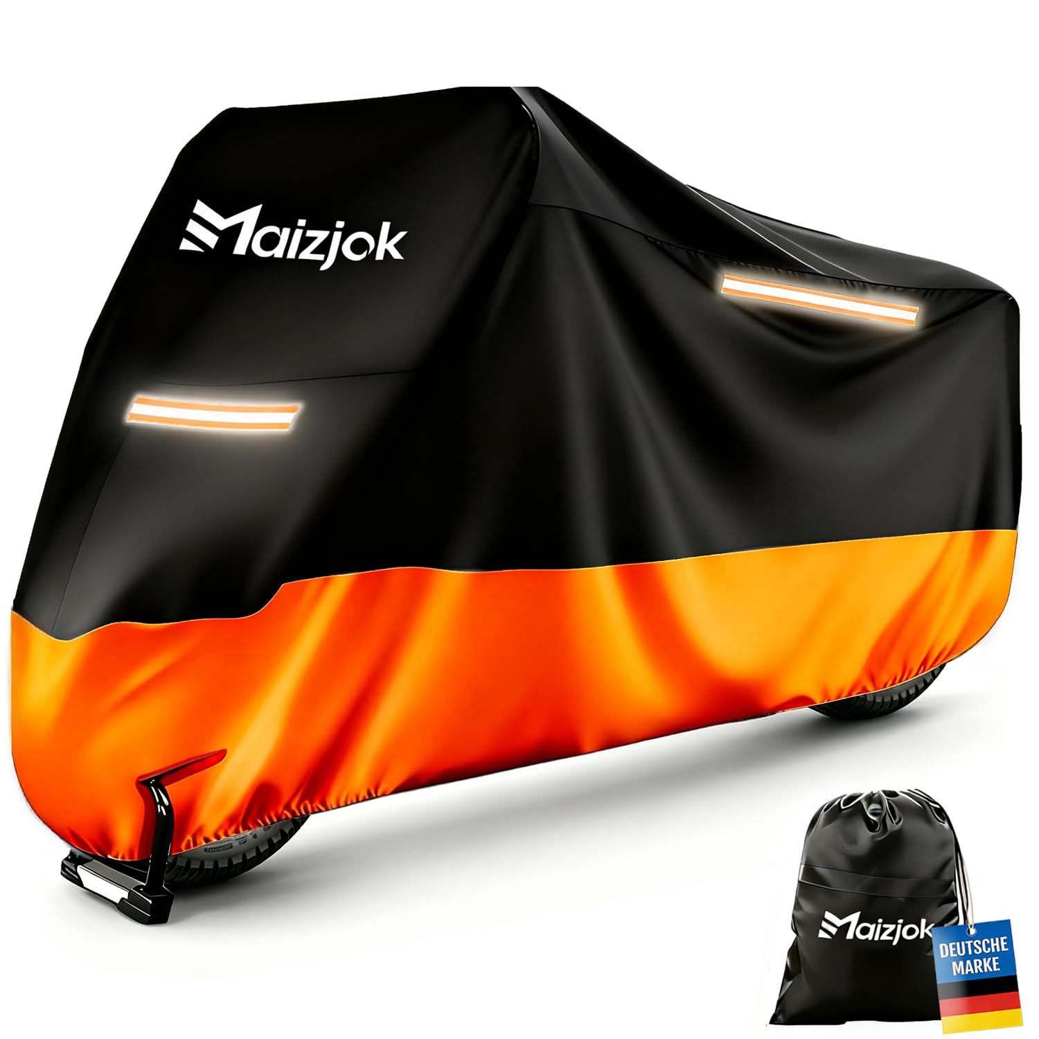 Maizjok® Motorrad Abdeckplane Outdoor, Motorradabdeckung Wasserdicht 210D | XXL Motorradplane Winterfest UV-Schutz für Reiseenduro, Adventure Bike, Tourer, Cruiser, Chopper, Sporttourer, Großroller