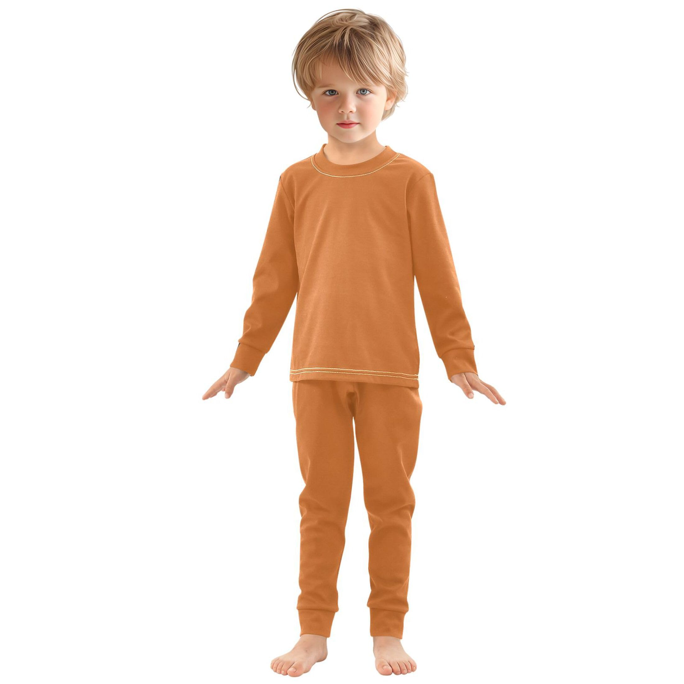 Chocolate Long Sleeve Pajamas Set Sleepwear Jammies 2pcs Set Pjs Chocolate 02