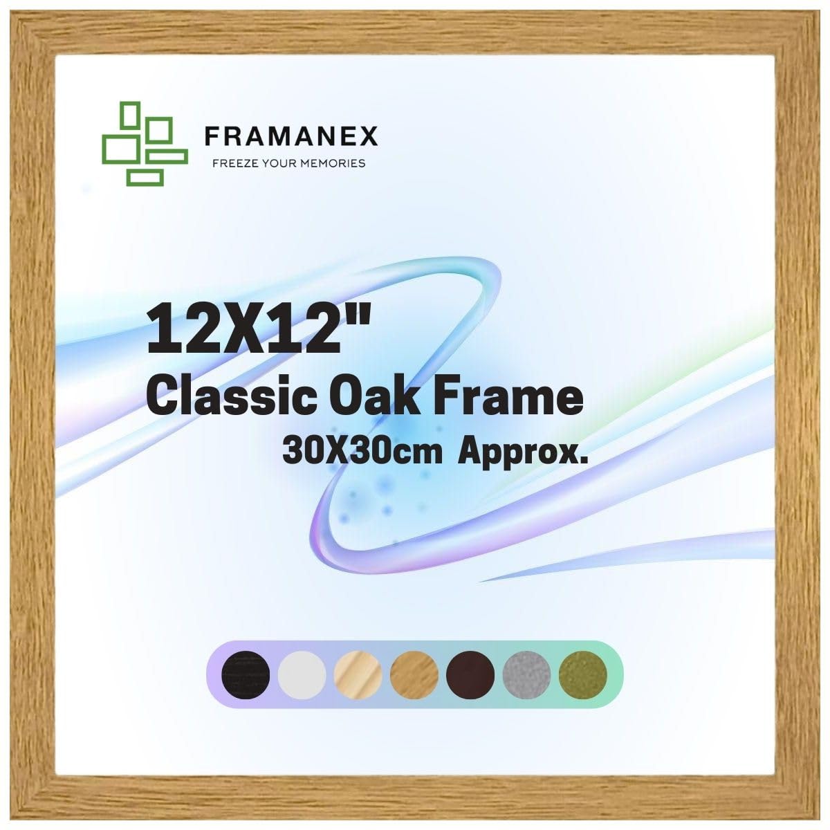 FRAMANEX Modern Dome Shape Frames | Oak Colour 12X12 Picture Photo Poster Frames | 12X12 Inch Square Picture Frame | Beautify Your Walls with SD Mold Wood Finish Photo Frame โ image 1
