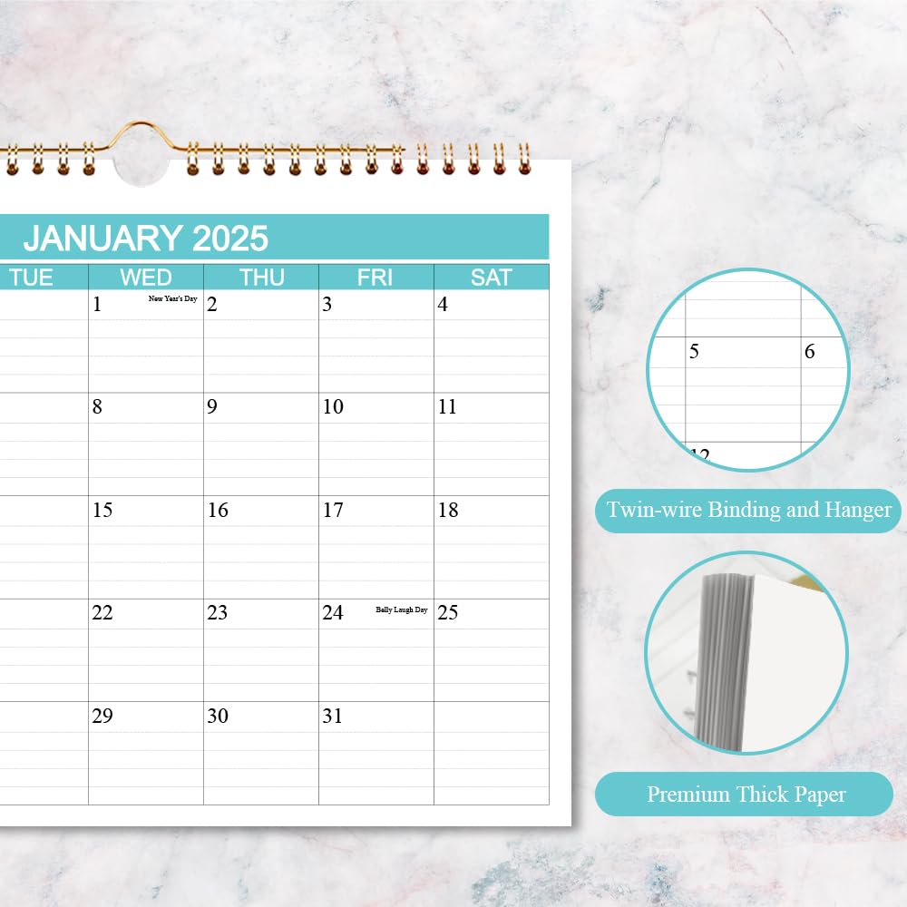 Calendar 2025-2026 - Wall Calendar 2025-2026 from Jan 2025 to Jun 2026, 18 Monthly Calendar, 140gsm Thick Paper for Organizing & Planning, 21.5x28cm, Calendar 2025-2026, Wall Planner 2025-2026 - Image 2