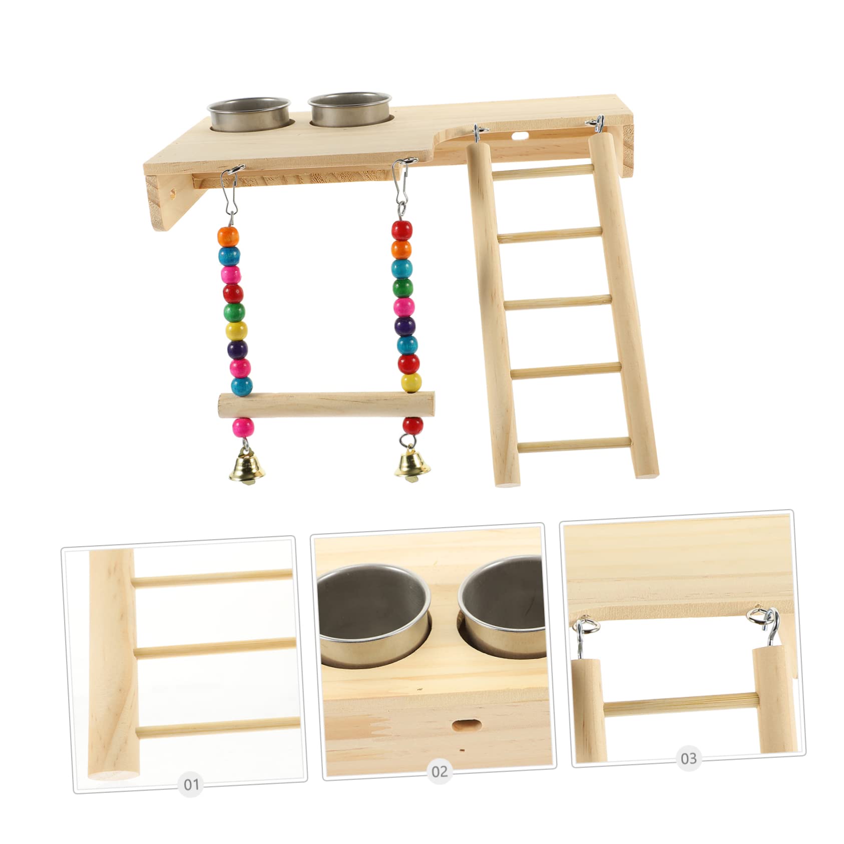 SUPVOX Wooden Ladder Swing Toy for Cockatiels Bird Cage Ladder Bird Toys for Budgies Parrot Perch Stand