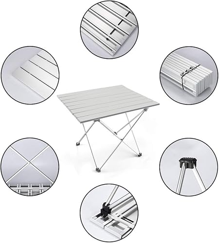 Miniatura 6 de Outry Mesa plegable de aluminio ligera, mesa de campamento portátil, picnic al aire libre, camping, mochilero, playa, patio, mesa plegable plegable