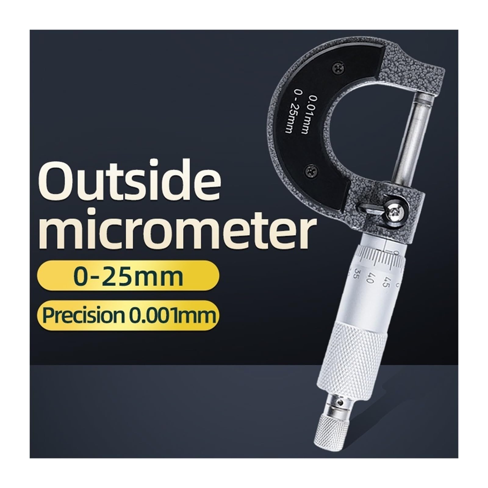 Juego de micrómetros, Micrómetro de precisión 0 a 25 mm, calibre métrico exterior,001, herramienta medición micrométrica, micrómetro externo, calibradores micrométricos para bricolaje/hogar(25-50mm)