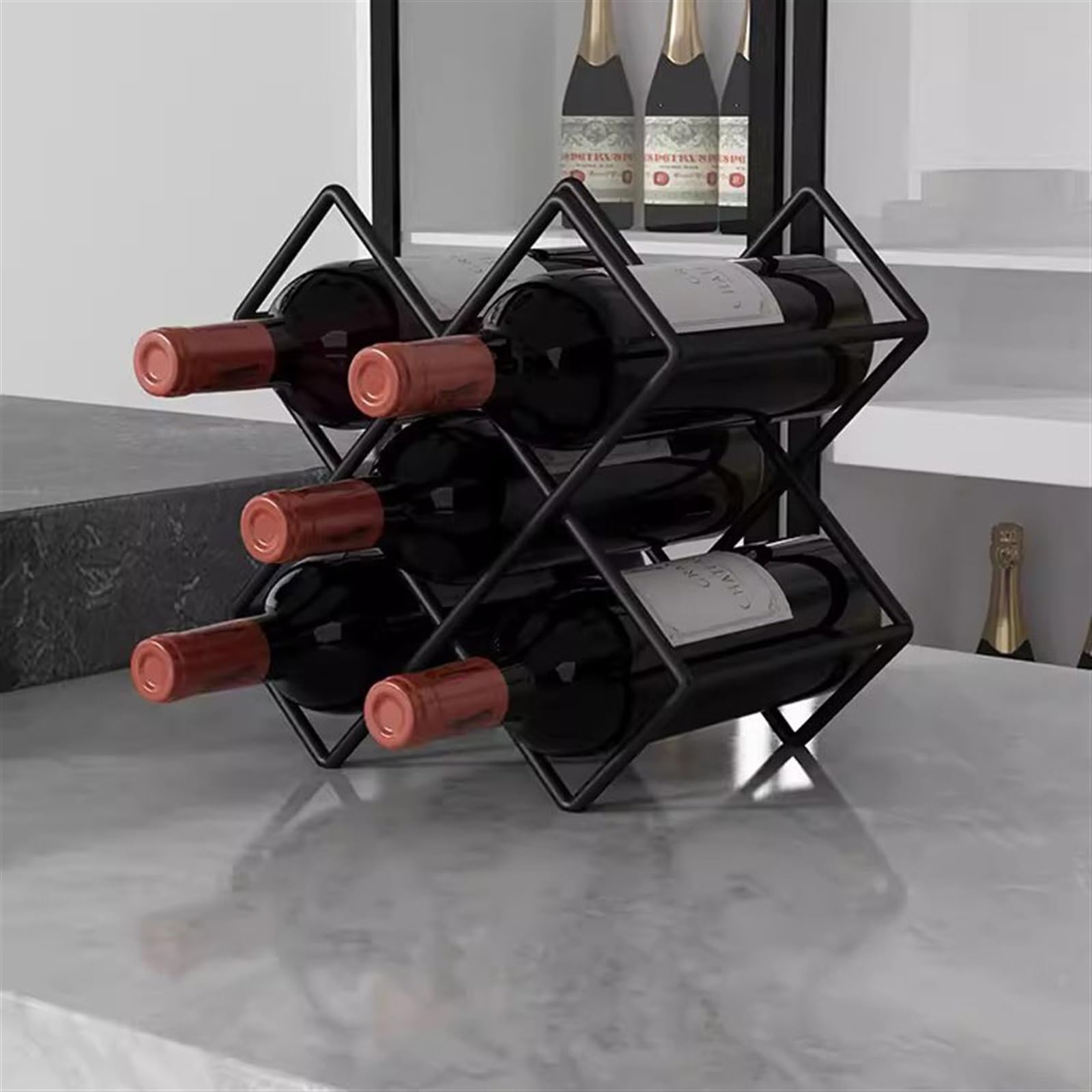 Soporte de vino para almacenamiento de vino Estante for vino colgante estante for vino de lujo en forma de diamante estante de celosía for vino creativo estantes de almacenamiento de vino for el hogar