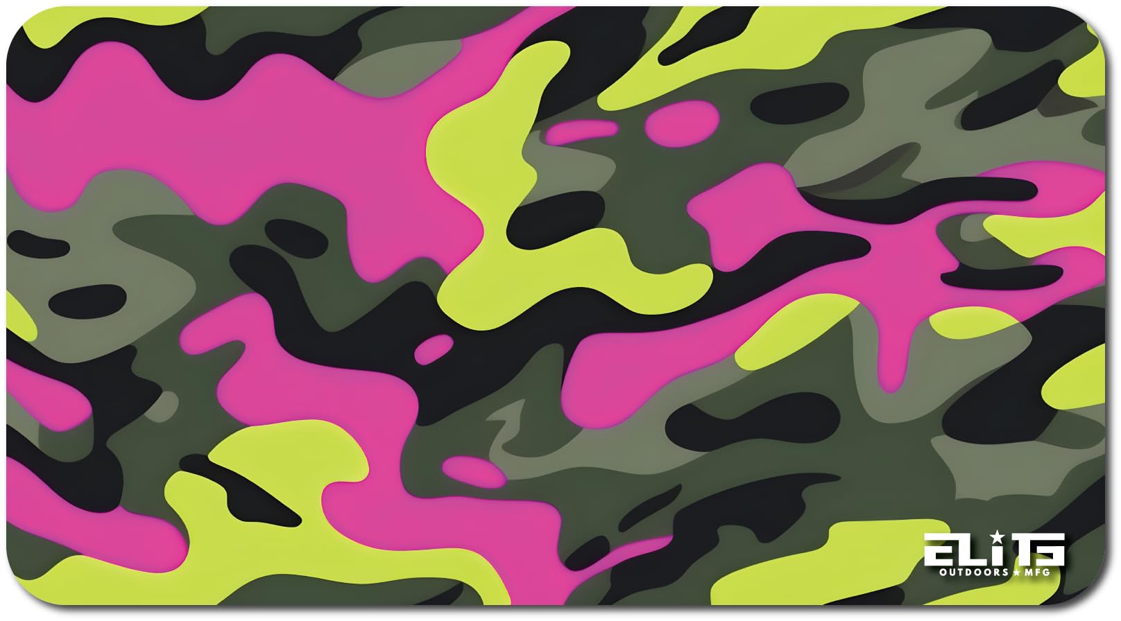 Elite Outdoors MFG | Neon Camo Gun Cleaning Mat | Classic Camouflage Design | Green & Pink Shades | Made in The USA | Size 12x22 inches