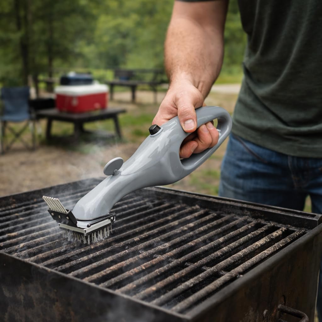 Brosse de Gril à Barbecue à Vapeur, Pinceau électrique et Grattoir, Cadeaux de Grillades pour Hommes