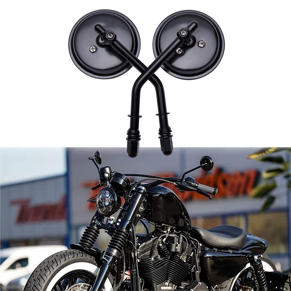 Black Motorcycle 3" Round Rear View Side Mirrors For Harley Sportster Dyna Softail Road King Street Electra Glide Road 1982-2018 2019 2020
