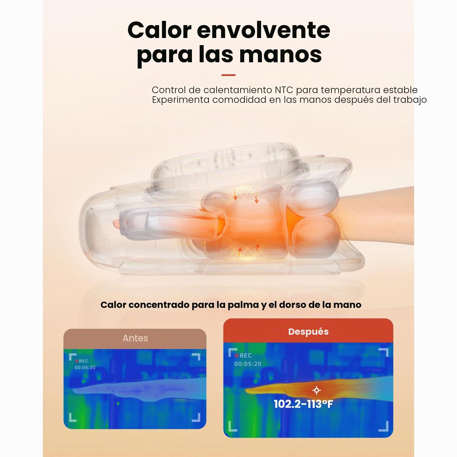 BOB AND BRAD Masajeador de Manos con Calor y Compresión, Masaje Individual para Dedos, Alivio para Artritis y Síndrome del Túnel Carpiano, Relajación en Casa/Oficina, Regalo para Hombres y Mujeres
