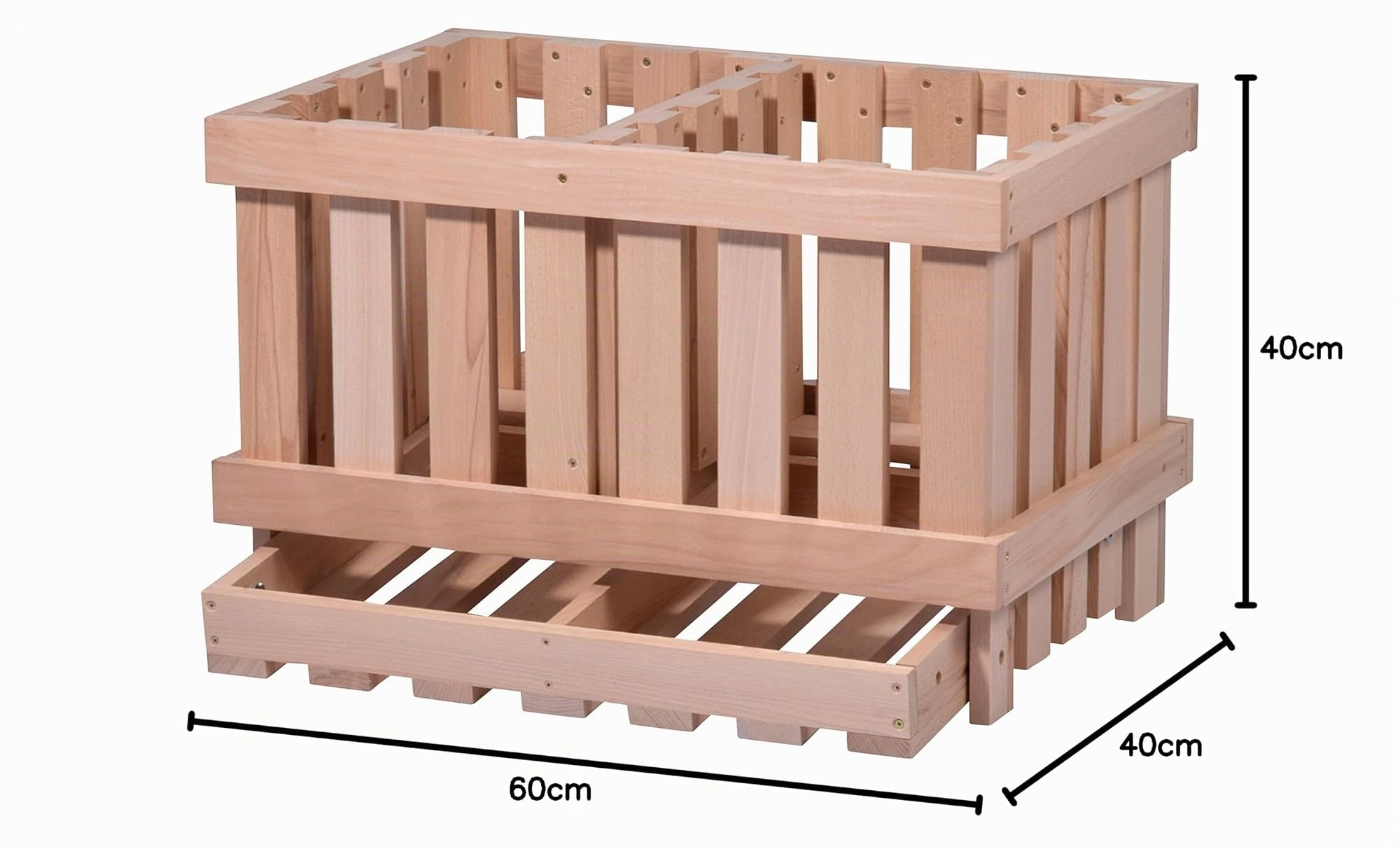 dobar® green label 29023FSCe Premium Kartoffelkiste | Kartoffelhorde mit 2 Abteilen| Obstkiste aus Massivholz | Vorratskiste für Obst/Gemüse | mit Kippfach | Buchenholz | 60 x 40 x 40 cm | Natur