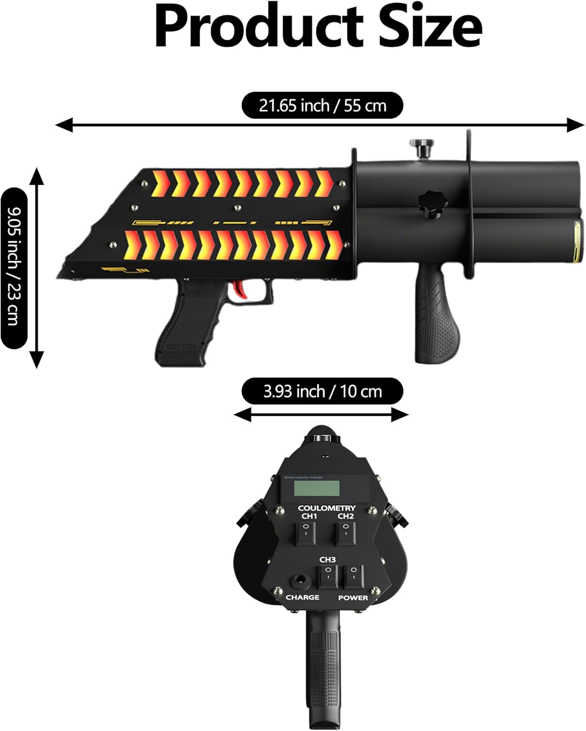 SHEHDS Electric Confetti Launcher with LED RGB Effects, 20–26 ft Shooting Distance for Stage, DJ, Concert, Party & Events (Confetti Paper Not Included) - Three Holes