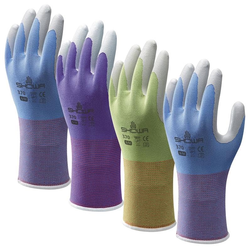 Floreo 370 Gardening Gloves for Women & Men – 4 Pairs Multicolour Nitrile-Coated Garden Gloves with Touchscreen Grip – Lightweight, Breathable & Comfortable Fit - Large