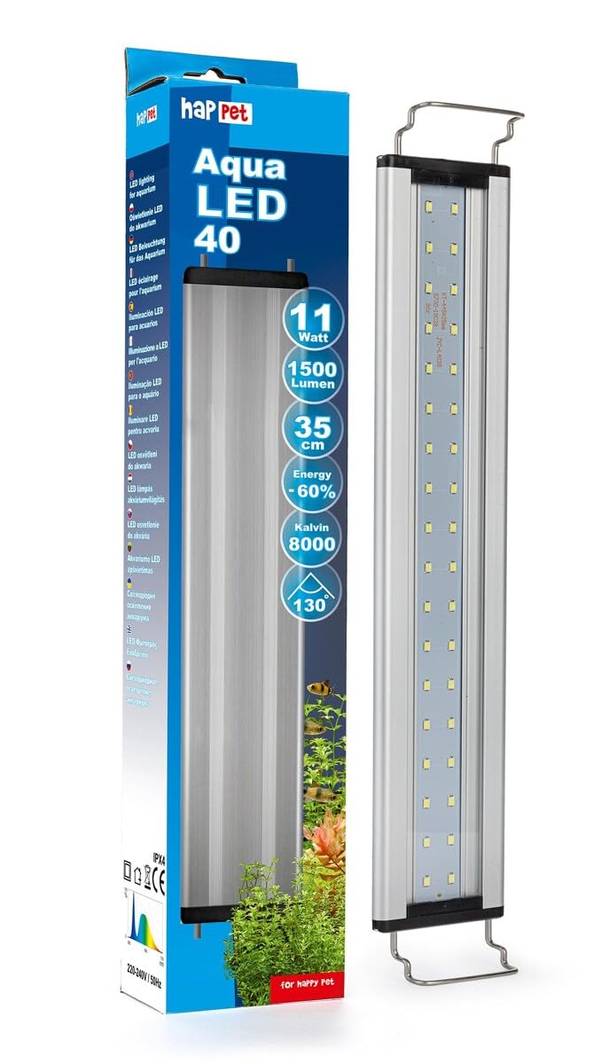HAPPET Aquarium LED Beleuchtung 38W 142 cm – AquaLED Aquariumlampe 2400 lm 8000K, Pflanzenlicht mit weißem Licht Aquarien von 144–167 cm, IPX4. Sparen Sie bis zu 60% Stromkosten.