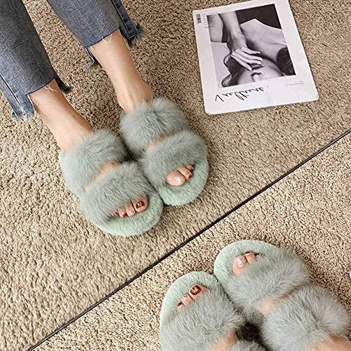 Pantoufles fourrure femmes : tongs fluffy d'intérieur douces et chaudes