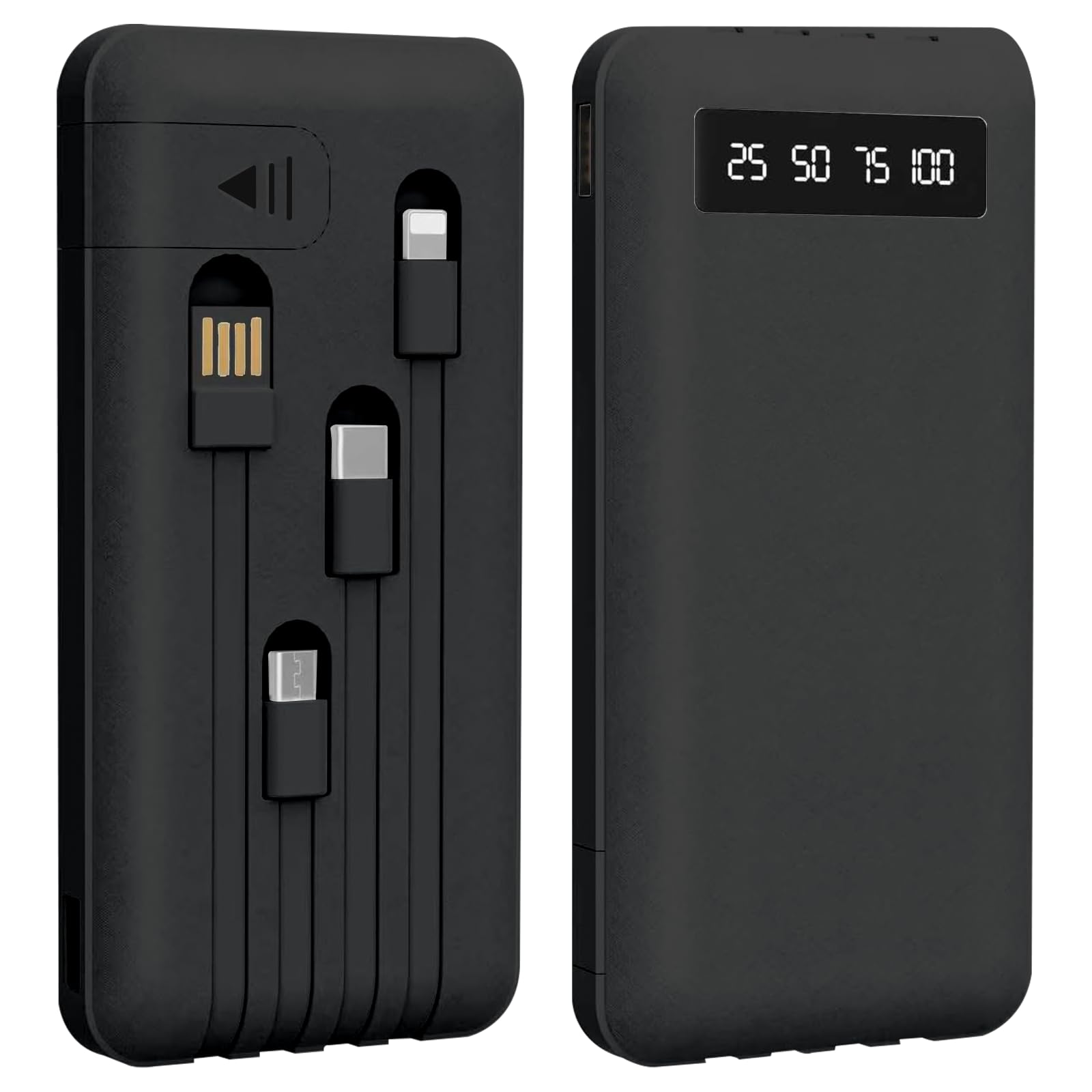 Power Bank, 22.5W USB C Schnellladen Powerbank mit 4 Kabel
