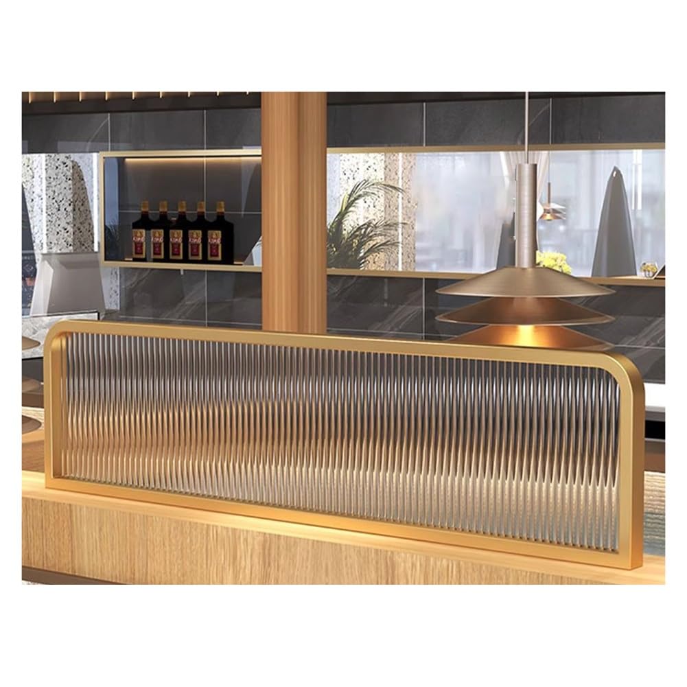 KLGFBDC Dividers for Dining Areas, Striped Glass Restaurant Decorative Partitions, Countertop Desk Divider, Privacy Screen Panels, Freestanding Privacy Panel(Gold,80x25 cm)