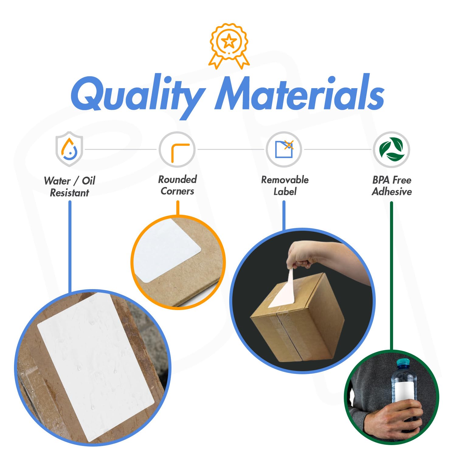 OfficeSmartLabels Etichette termiche quadrate rimovibili da 2,5 x 2,5 cm, compatibili con stampanti desktop Rollo & Zebra e altro ancora, anima da 1", perforate, resistenti all'acqua e all'olio [20