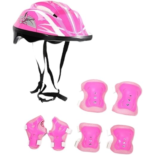 Kids Bike Helmet Set Portable Pink
