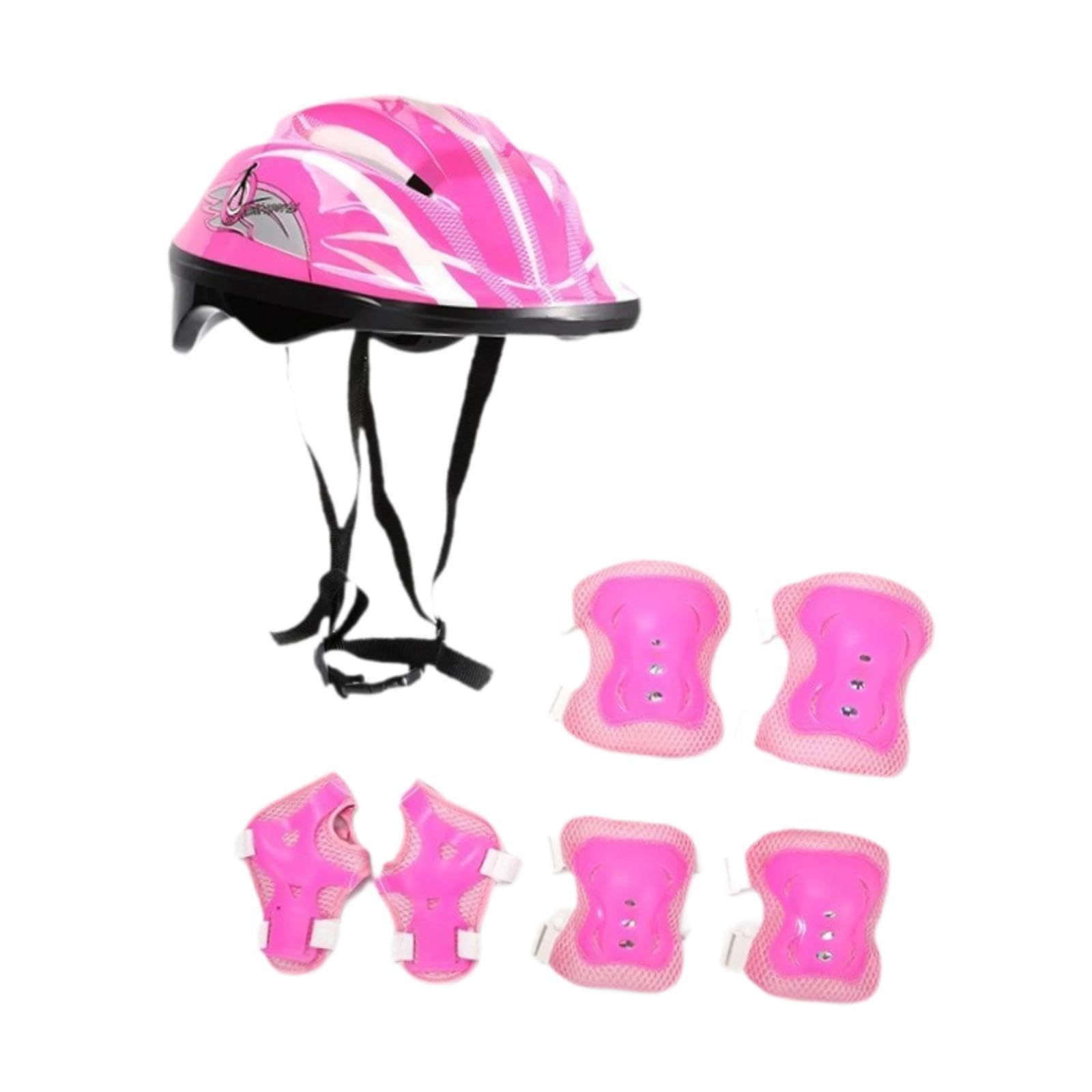Kids Bike Helmet Set Portable for Skateboarding Outdoor Sports Rollerblading Pink-image-31