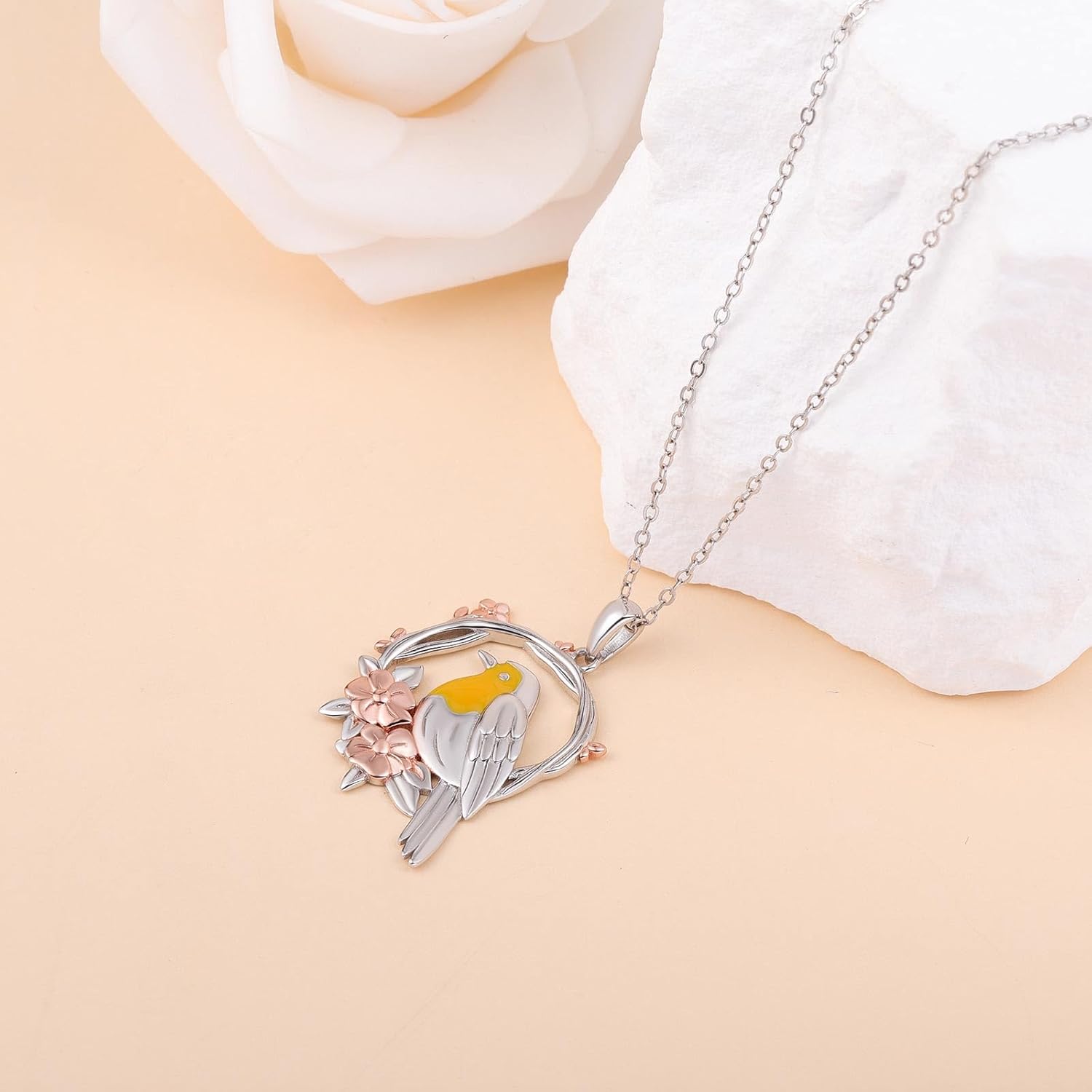Robin Bird Neckalcce for Women - 925 Sterling Silver Gifts for Bird Lovers Pet Memorial Jewelry Cute Robin Pendant Dainty Animal Necklaces with Flowers - Image 3