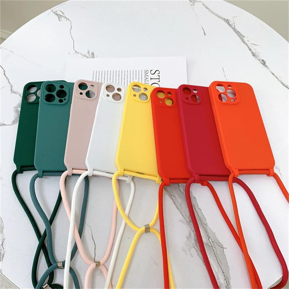 Naszyjnik Crossbody Smycz Pasek Silikonowy Płynny Etui Do iPhone'a 15 13 11 12 14 Pro Max XS XR X 8 7 Plus Miękkie Cukierkowe Etui, Kamelia Czerwona, Do iPhone'a 15 Pro