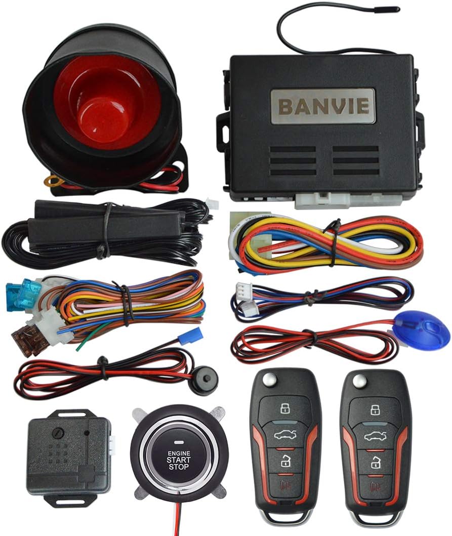 BANVIE PKE Car Alarm System with Remote Start and Engine Start Stop