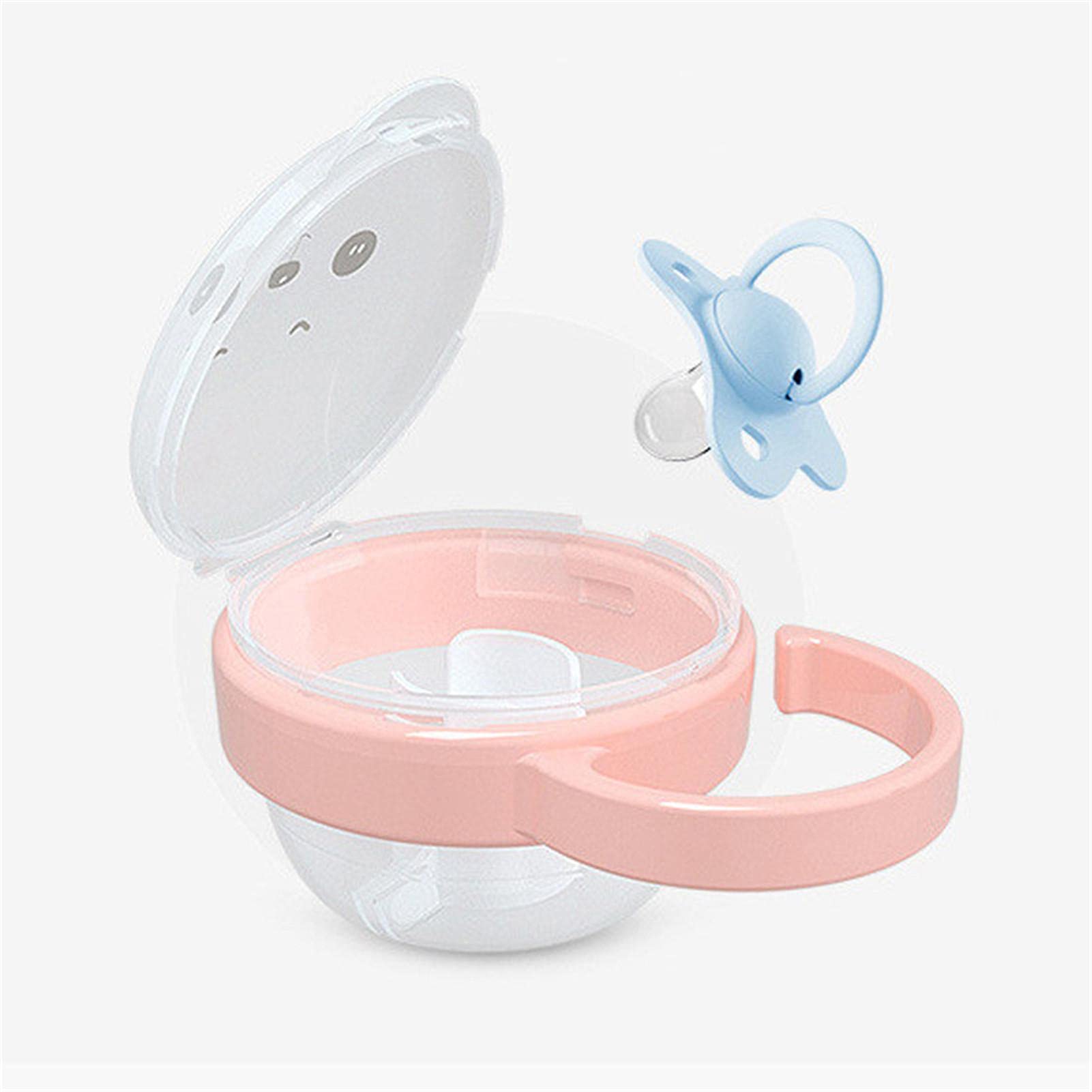 Boîte À Sucette pour Bébés de Rangement Portable, Mignon Tétine avec Poignée, sans BPA Étanche La Poussière, Rose