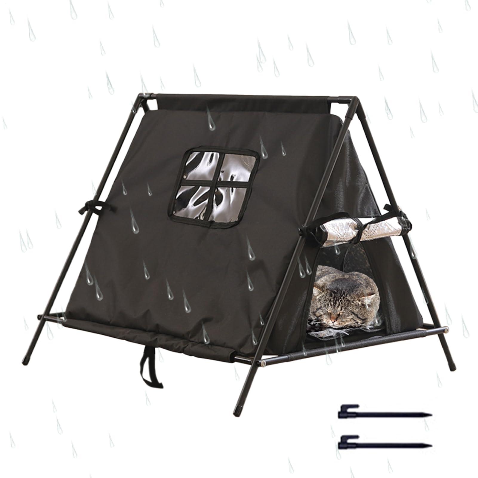 Abri pour chat extérieur isolé contre la pluie cabane étanche pour terrasse et jardin