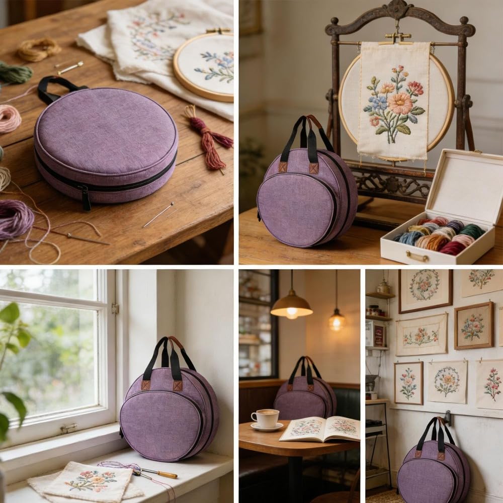 Stickerei Projekt Tasche für Handarbeiten Aufbewahrungstasche für Stickutensilien Tragetasche mit Taschen Reißverschlusstasche aus Robustem Oxford
