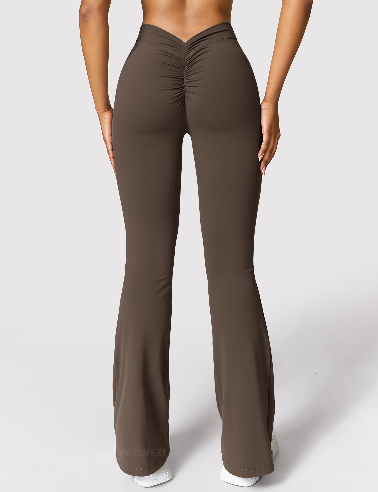 YEOREO Legginsy Scrunch Flare V Back Butt Lifting Wide Leg High Waist 80 cm Gym Workout Yoga Pants
