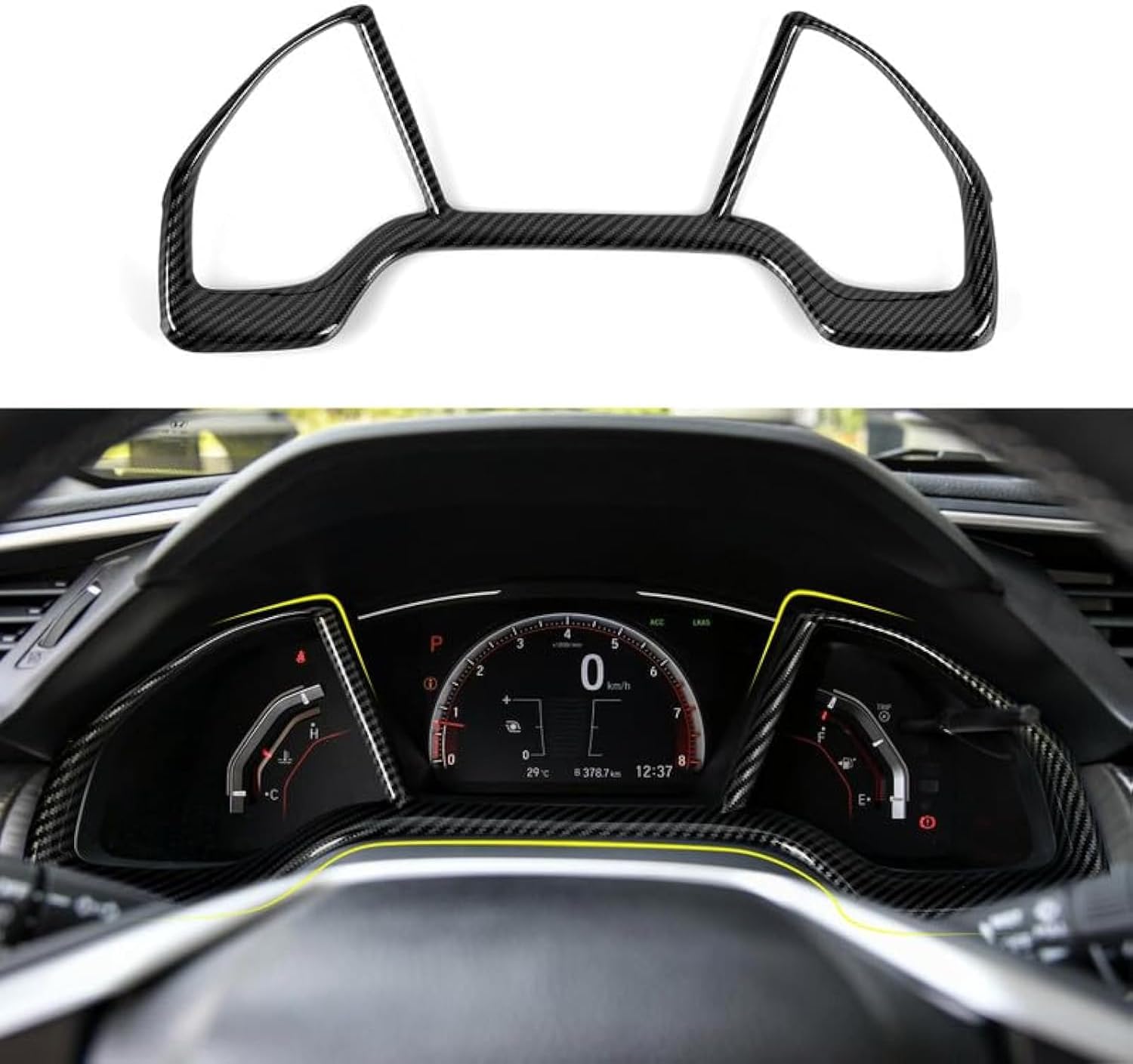 Dashboard Instrument Panel Decals for Honda Civic 2016 2017 2018 2019 2020 2021 10th Gen Accessories ABS Carbon Fiber Interior Stickers