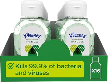 Kleenex Proactive Care Antibacterial Hand Gel   Kills 99.9 Percent of Bacteria and Viruses   Quick Drying, No Sticky Residue   Skin Kind Formula   50 ml Pocket Sized Bottle