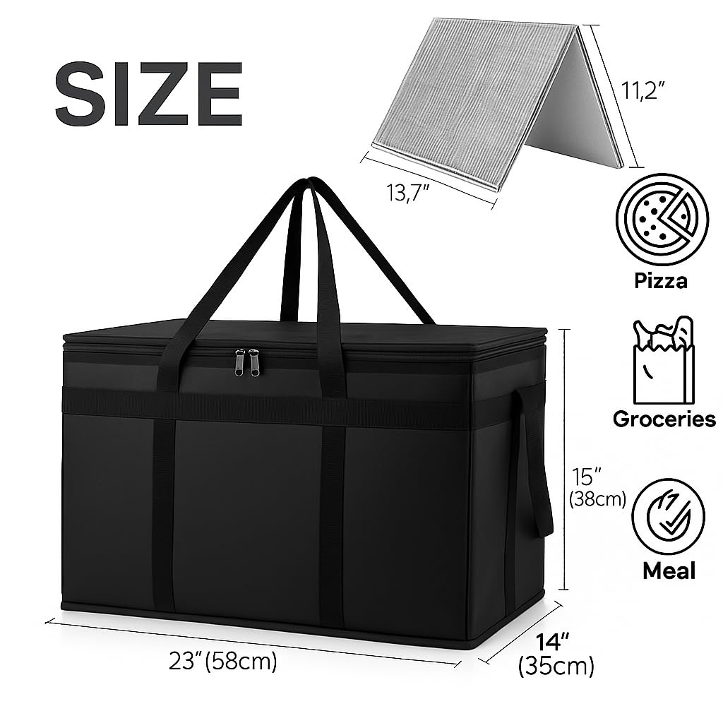 Bolsa para llevar, paquete de dos unidades, 3XL, color negro y placa base