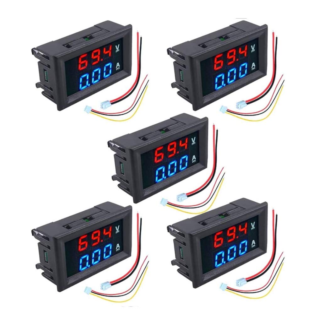 5PCS 0.28" Digital Voltmeter Ammeter DC 100V 10A Amp Voltage+2pcs 20A 300W CC CV Step Down Module Adjustable DC 6-40V to 1.2-36V
