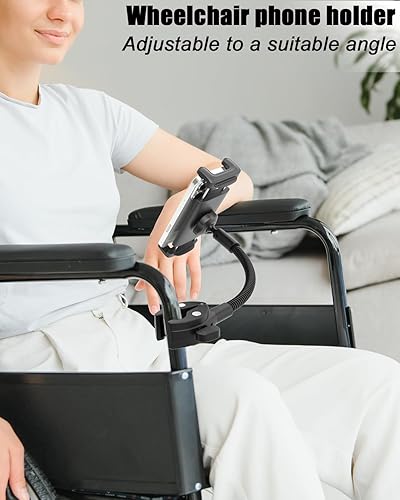 Miniatura 6 de Charchendo Soporte para tablet con mango de silla de ruedas, soporte para tableta de teléfono para silla de ruedas con brazo de aluminio de 9.45