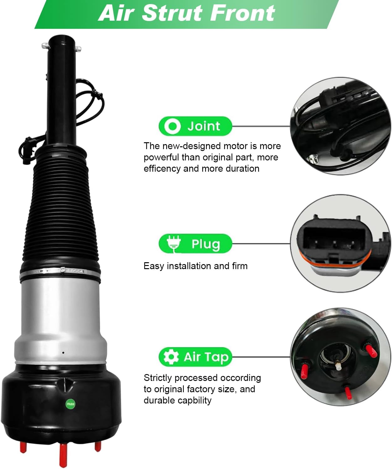 Front Air Suspension Shock Strut Compatible with 2007-2013 Mercedes-Benz S-Class W221 S350 S400 S550 S600 S63 AMG S65 AMG Without 4Matic/ABC OEM# 2213209313 2213204913