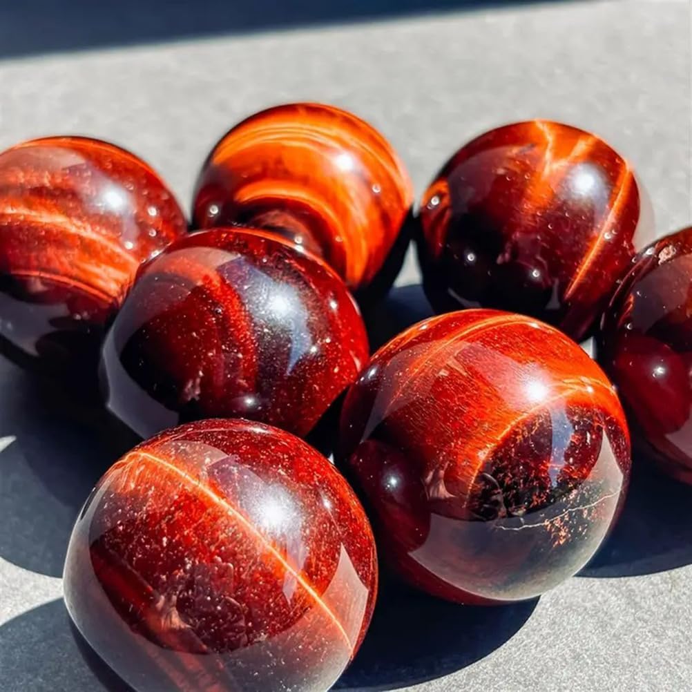 Polished Red Tiger's Eye Quartz Sphere, Stone Crystal Ball,Gemstone Sculpture Figurine Ornament for Home Display,40~45mm