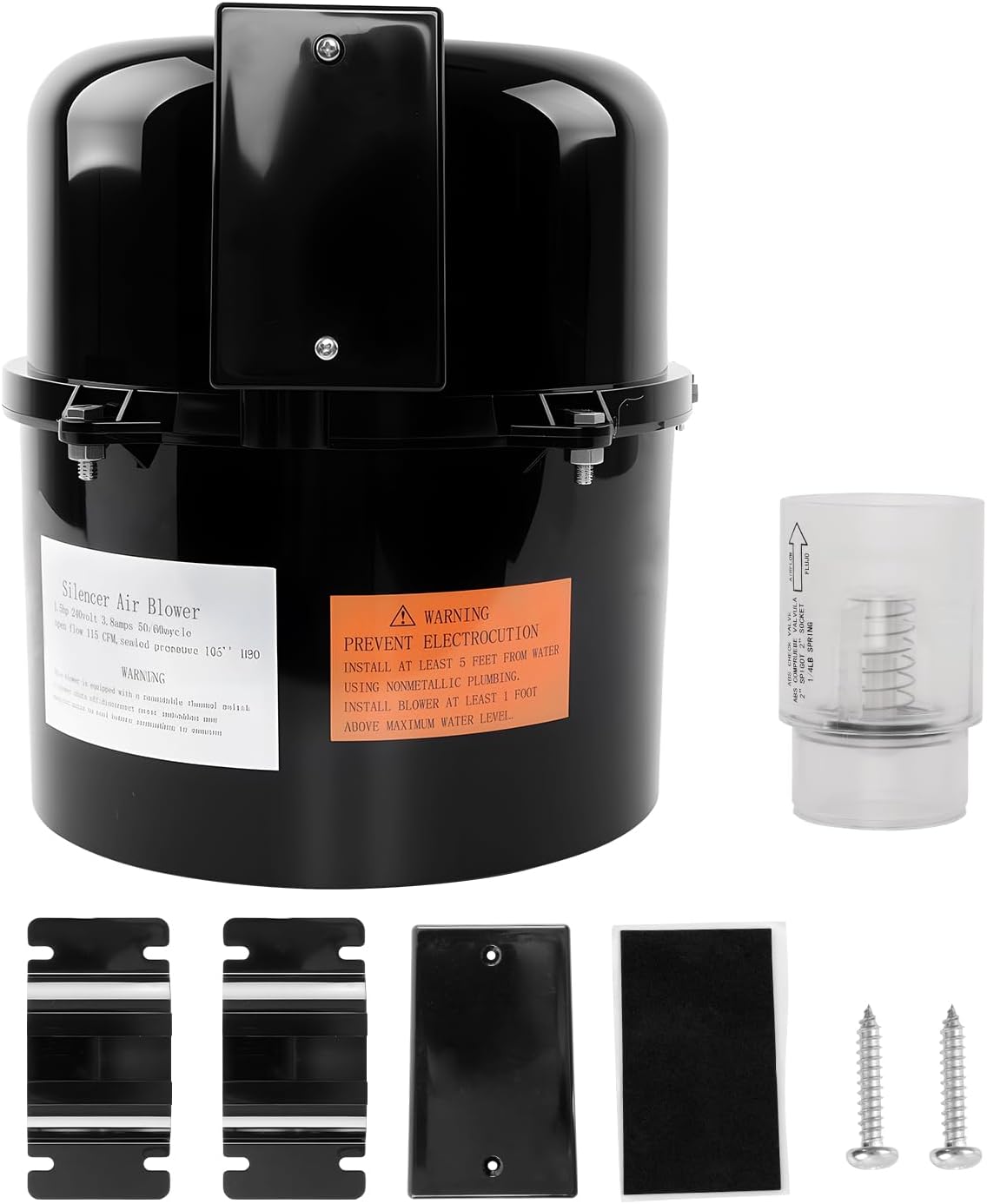 ATRACYPART 6320241 Silencer Spa Blower 2 HP 240V 4.6A Replacement for Air Supply, Fits 2” Plumbing, Quiet & Shock-Absorbing Motor, Easy Install for Pool, Hot Tub & Spa