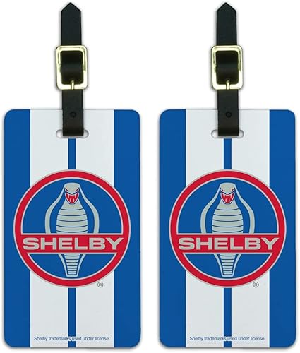 Shelby Cobra - Juego de 2 etiquetas de identificación de equipaje con logotipo vintage, Multi colorido