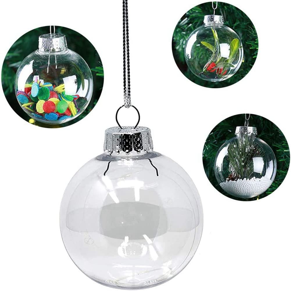 Lot de 24 boules de Noël en plastique transparent à remplir 8 cm