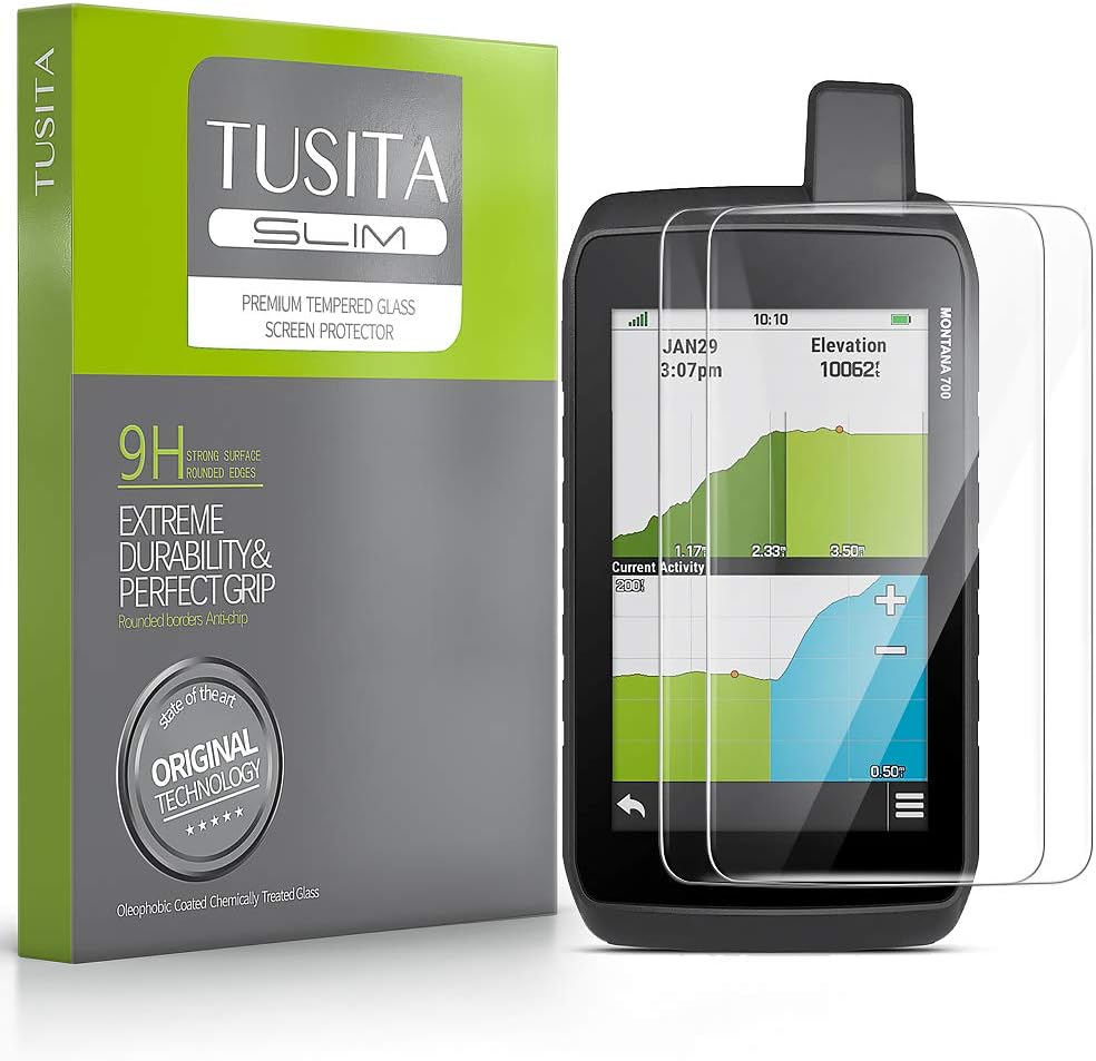 TUSITA [2-PACK Tempered Glass Screen Protector Compatible with Garmin Montana 700 700i 750i - HD Clarity Protective Film Protection - Handheld GPS Navigator Accessories