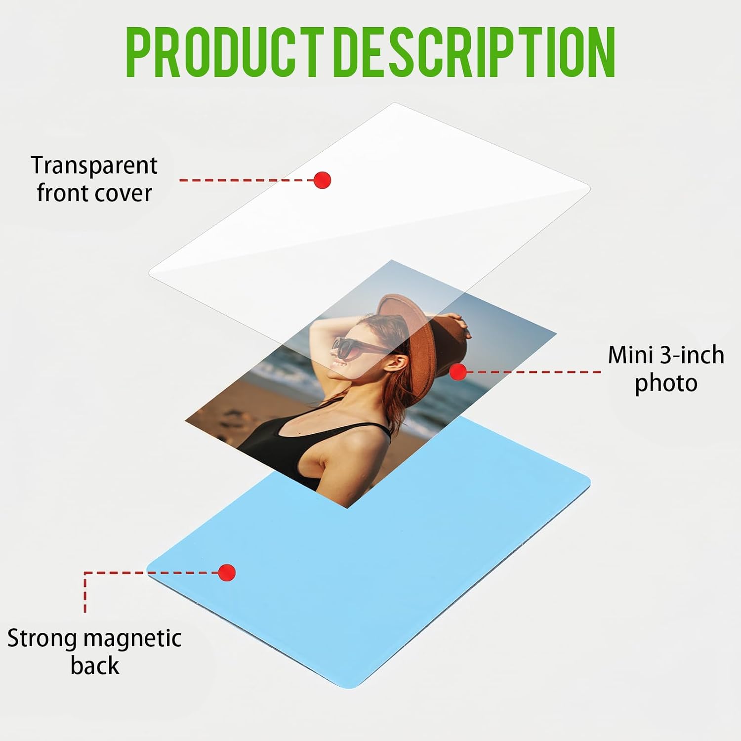 50 Pack 2x3 Magnetic Picture Frames for Refrigerator with Transparent Cover