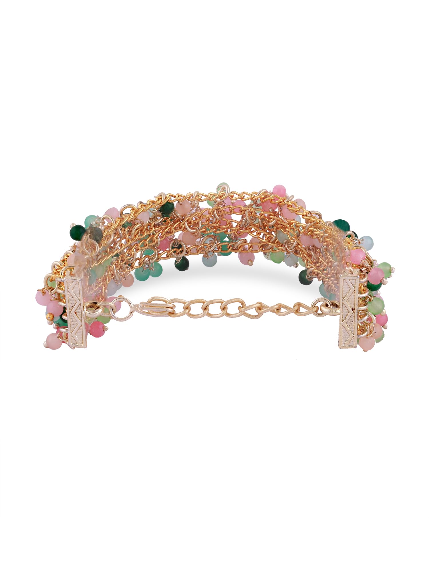 Color Strand Beaded Cluster Ethnic Bracelet for Women