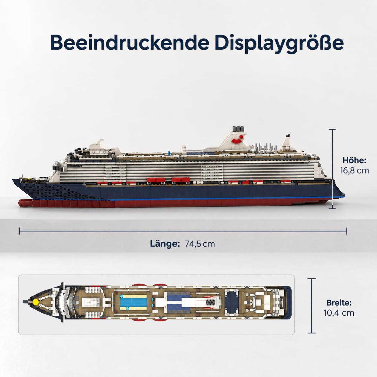 ToyGhillied Großes Kreuzfahrtschiff Modellbausatz, 1/400 Maßstab Mein Schiff Klemmbausteine Kompatibel mit Allen Großen Marken, Baukasten für Display oder Geschenk, MOC-174915 (3295PCS)