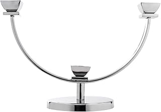 La Mode A ALM-901, 19' x 11-1/2' Stainless Steel Candelabrum, 3 T-Light Candleholder, Menorah Candlestick