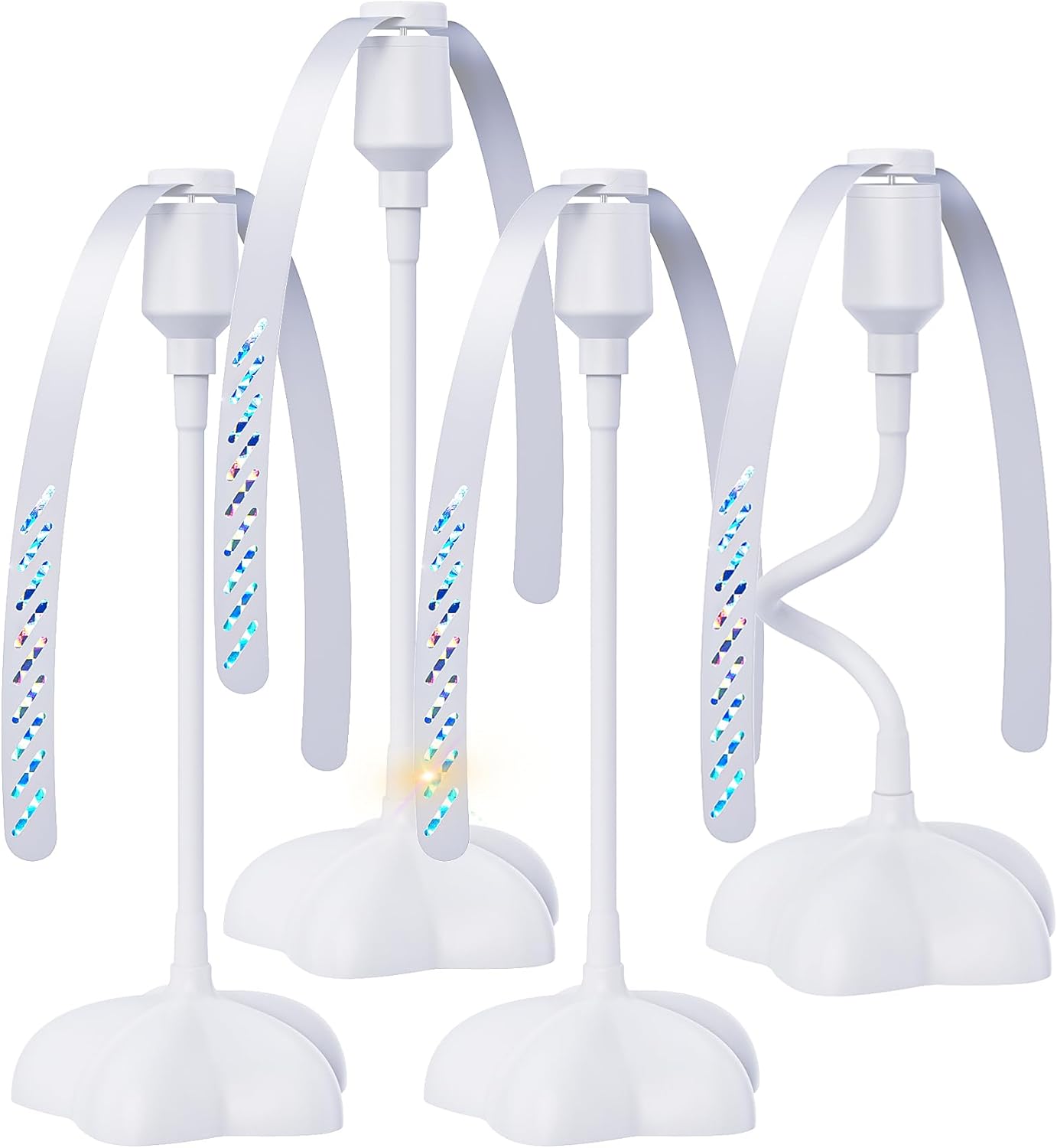 Fly Fans for Tables, Food Repellent to Keep Flies Away for Indoor Outdoor, Table Top Spinner with Holographic Blades for Picnic, Party, Restaurant, BBQ (White)